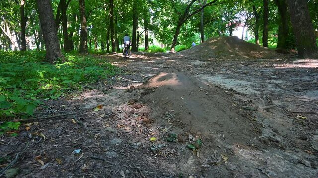 MTB trail riding on the MTB bicycle in the summer season