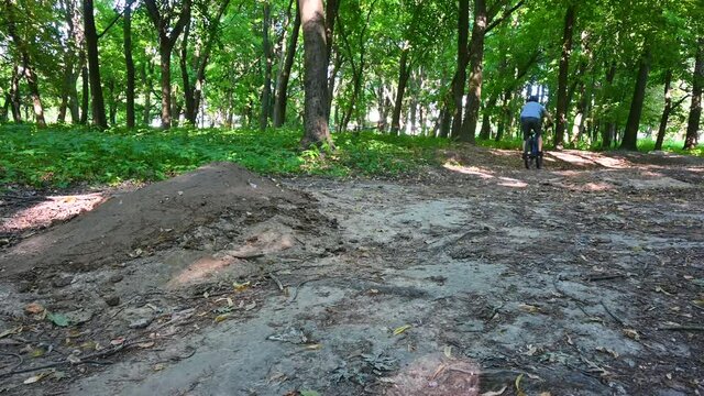 MTB trail riding on the MTB bicycle in the summer season