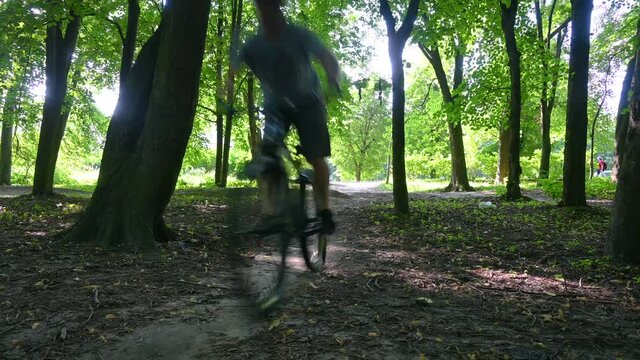 MTB trail riding on the MTB bicycle in the summer season