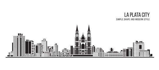 Fototapeta premium Cityscape Building Abstract Simple shape and modern style art Vector design - La Plata city, Argentina