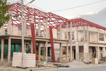 construction residential new house in progress at building site
