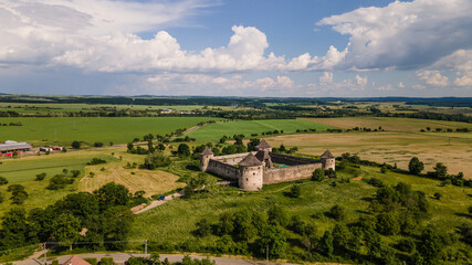 Fototapeta na wymiar Aerial view of Bzovik fortress in Bzovik village in Slovakia