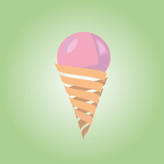 Strawberry ice cream flat style withe radial background