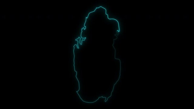 Animated Outline Map of Qatar