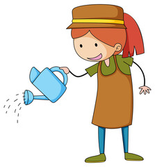 Little gardener doodle cartoon character