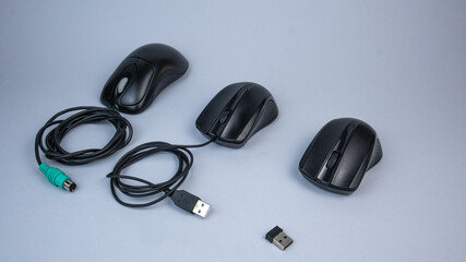 Computer mice with different interfaces