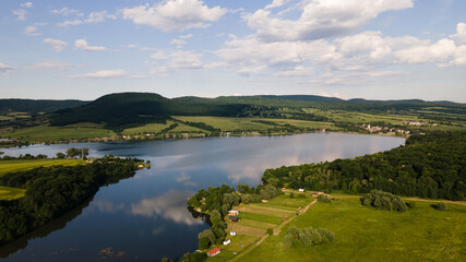 Fototapeta na wymiar Aerial view of Teply vrch reservoir in Slovakia