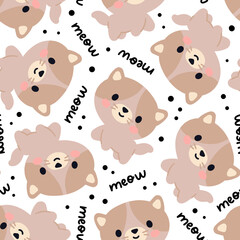 Seamless pattern with kittens for baby