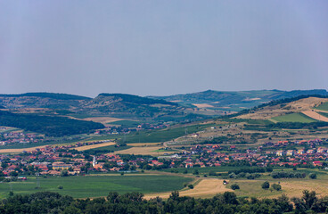 Fototapeta premium landscape with a village in the foothills of Transylvania