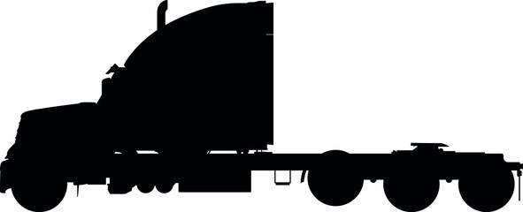 US truck, US lorry with semi trailer. LKW, TIR Truck with trailer detailed vector illustration realistic silhouette - obrazy, fototapety, plakaty