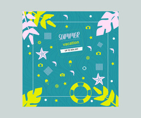 Naklejka premium summer vacation social media post design