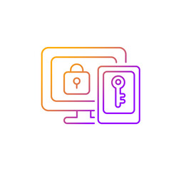 Multi-factor authentication gradient linear vector icon. Providing two verification factors. Entering password. Thin line color symbols. Modern style pictogram. Vector isolated outline drawing