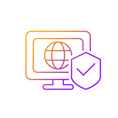 Network security gradient linear vector icon. Protection from unauthorized intrusion. Servers, devices defending. Thin line color symbols. Modern style pictogram. Vector isolated outline drawing