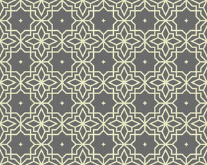 Abstract geometry pattern in Arabian style. Seamless vector background. Gray graphic ornament. Simple lattice graphic design