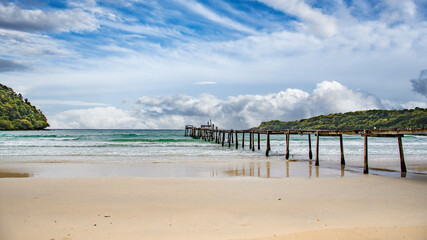 Bang Bao beach, wooden pier, in Koh Kood, Trat, Thailand