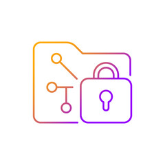 Data encryption gradient linear vector icon. Transforming data into encoded information. Unreadable text format. Thin line color symbols. Modern style pictogram. Vector isolated outline drawing
