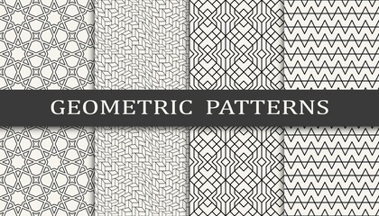 Set of geometric seamless patterns. Abstract geometric graphic design simple pattern. Seamless geometric lines pattern.