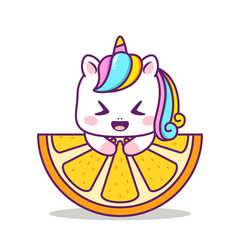 cute unicorn with big orange
