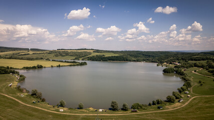 Aerial view of the Luborec reservoir in Slovakia