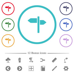 Signpost flat color icons in circle shape outlines