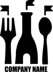 food company logo, fork, spoon, kingdom .vector