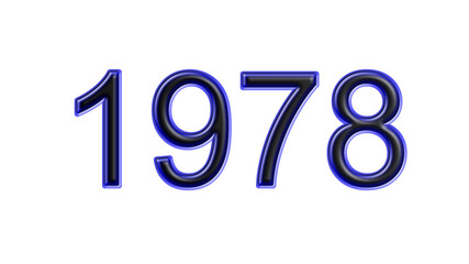 blue 1978 number 3d effect white background