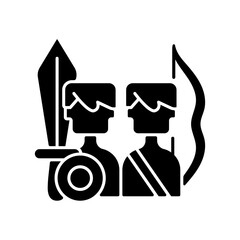 Multiplayer online battle arena game black glyph icon. Strategy genre with units. Fighting with other players. Digital battlefield. Silhouette symbol on white space. Vector isolated illustration