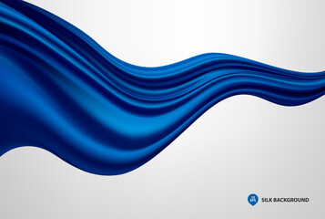 Abstract vector flying wave silk or satin fabric on white background for grand opening ceremony or other occasion