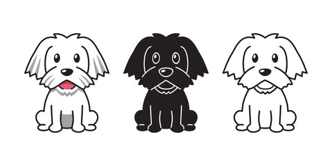 Vector cartoon set of maltese dog for design