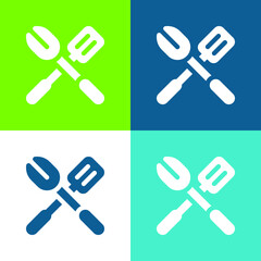 Barbecue Flat four color minimal icon set