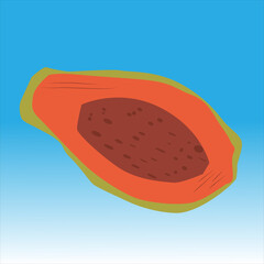Papaya exotic fruit in flat design style illustration