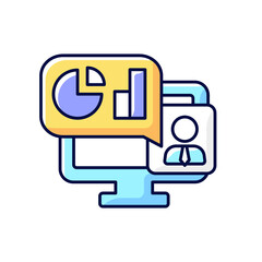 Online business presentation RGB color icon. Marketing strategy for virtual call. Video call with business adviser. Isolated vector illustration. Work monitoring simple filled line drawing