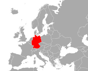 Karte von Deutschland in Europa - obrazy, fototapety, plakaty