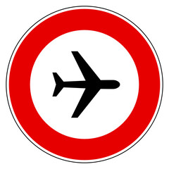 Flugzeug und Verbotsschild