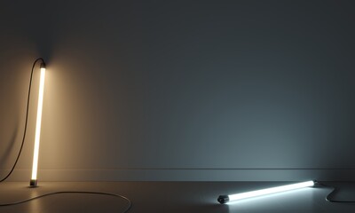 Concept abstraction wall lamps cold and warm