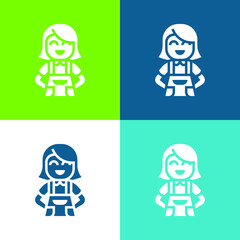 Apron Flat four color minimal icon set