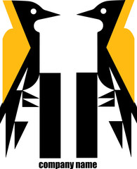 woodpecker logo, parrot, bird, black, yellow color vector