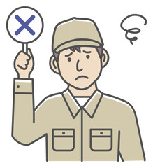 Blue  collar worker showing placard vector illustration