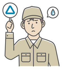 Blue  collar worker showing placard vector illustration