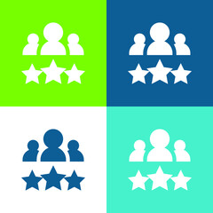 Best Employee Flat four color minimal icon set