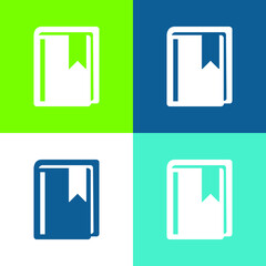 Book With Bookmark Flat four color minimal icon set