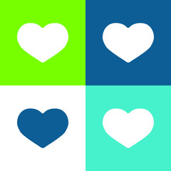 Big Black Heart Flat four color minimal icon set