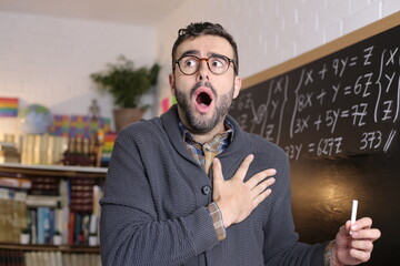 Math teacher suffering a heart attack