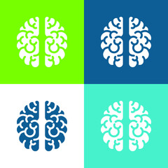 Brain Flat four color minimal icon set