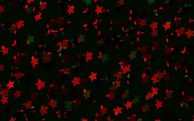 Dark Green, Red vector texture with beautiful stars.