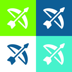 Bow Flat four color minimal icon set