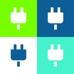 Black Plug Head Flat four color minimal icon set