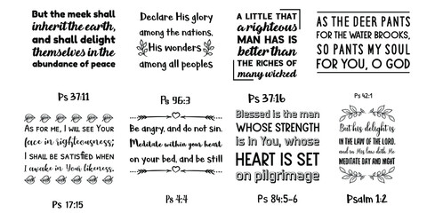 Naklejka premium Set of Bible verses. Christian Quotes and Scripture sayings 