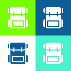 Backpack Flat four color minimal icon set