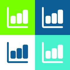 Bar Chart Flat four color minimal icon set